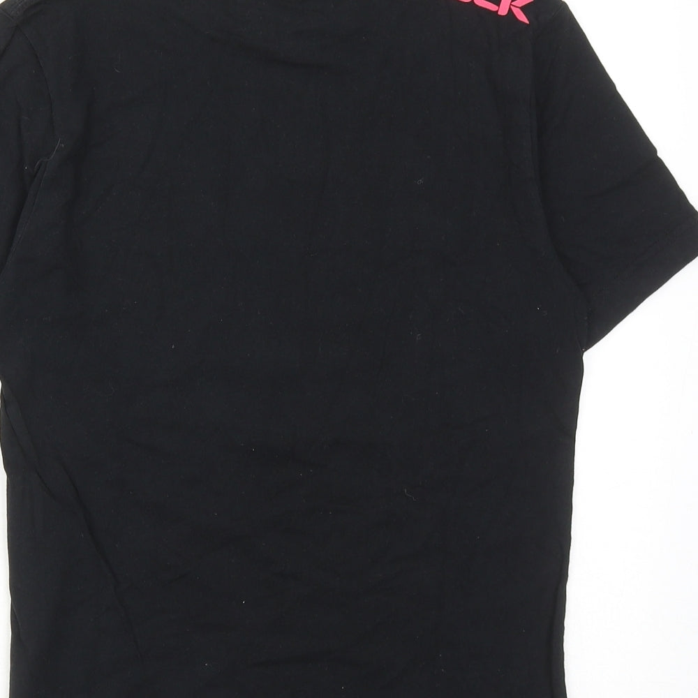 BLK DNM Girls Black Cotton Basic T-Shirt Size 12 Years Round Neck Pullover - BLK