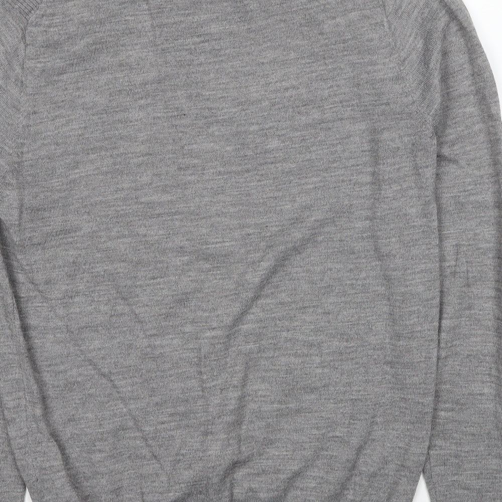 Nike Mens Grey V-Neck Wool Pullover Jumper Size M Long Sleeve
