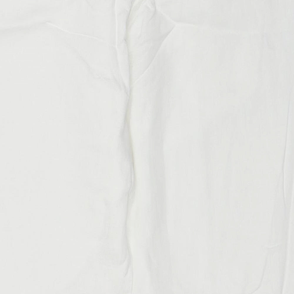 Monsoon Womens White Linen Trousers Size 14 Regular Zip