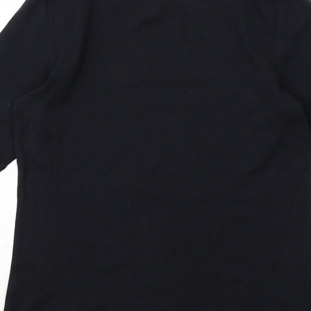 Marks and Spencer Womens Black Cotton Basic T-Shirt Size 14 Round Neck