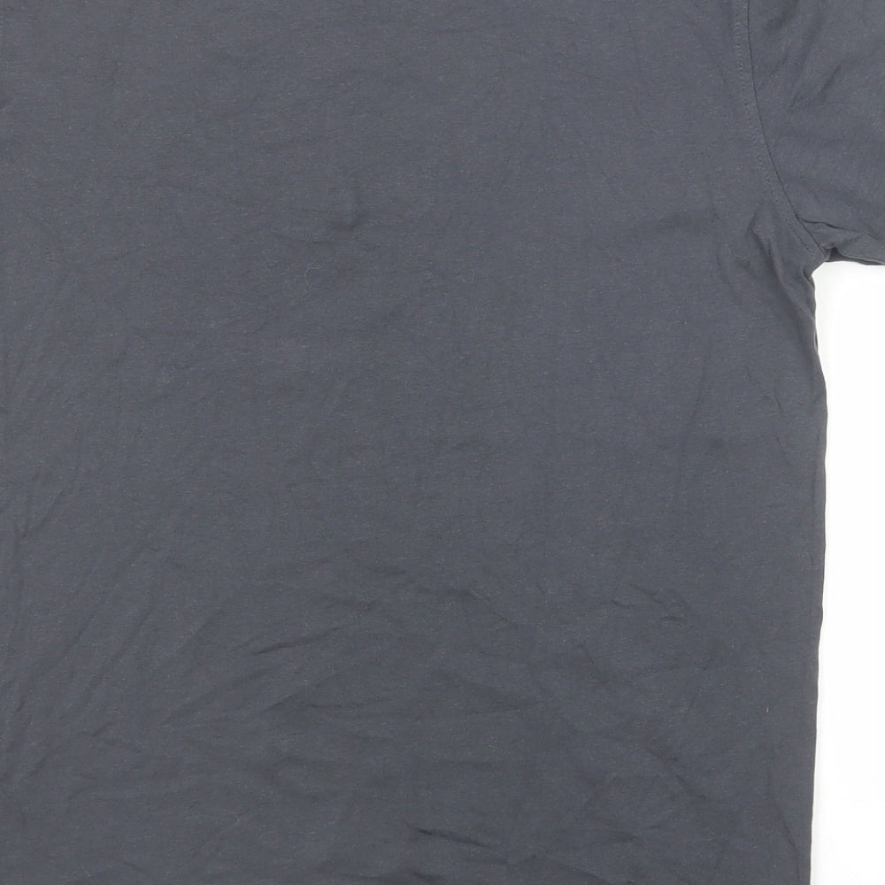 Luke Boys Grey Cotton Basic T-Shirt Size 14-15 Years Round Neck Pullover