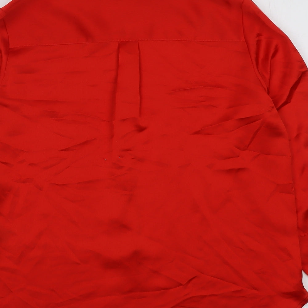 Marks and Spencer Womens Red Polyester Basic Button-Up Size 10 Collared