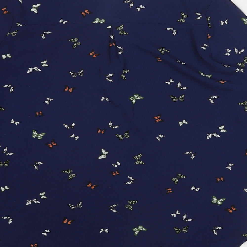 Dorothy Perkins Womens Blue Geometric Polyester Basic Blouse Size 10 V-Neck - Butterfly Print