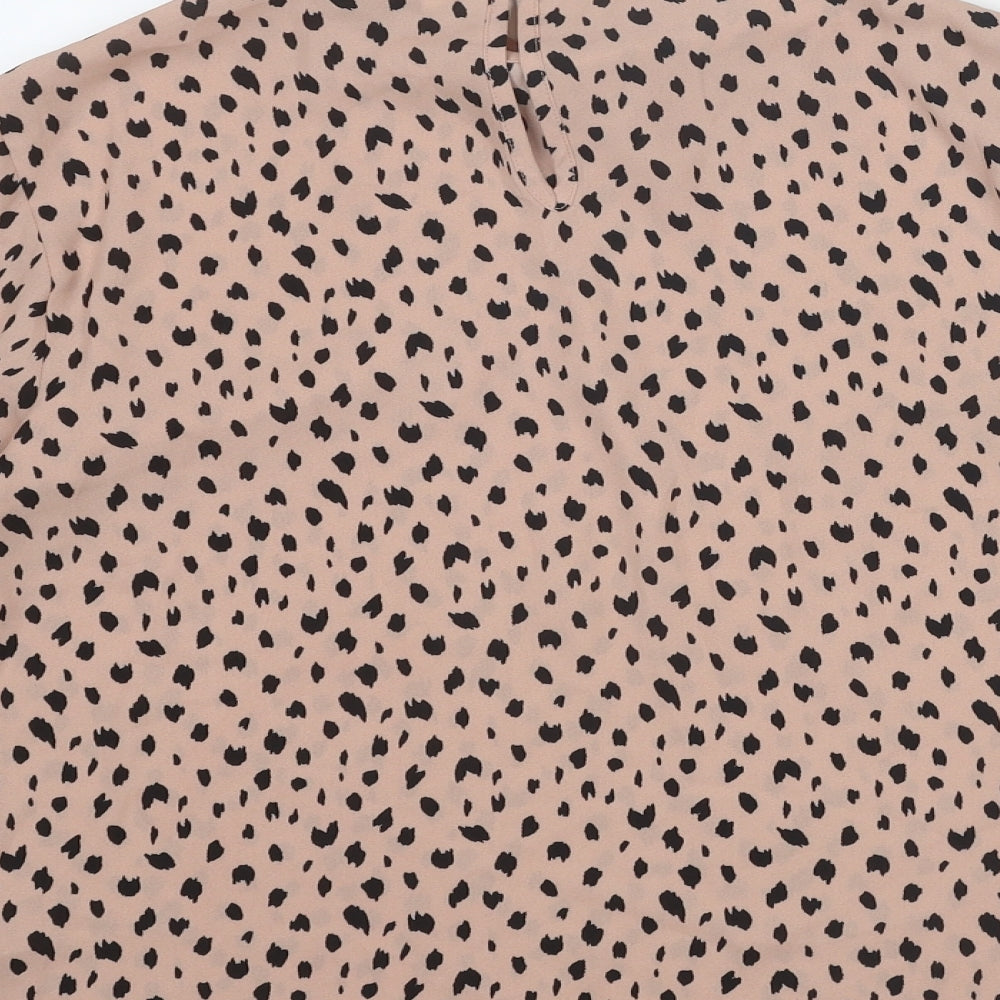 Dorothy Perkins Womens Pink Geometric Polyester Basic Blouse Size 10 Mock Neck