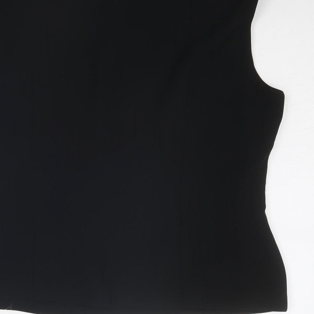 Marks and Spencer Womens Black Polyester Basic Blouse Size 14 Boat Neck - Embellished