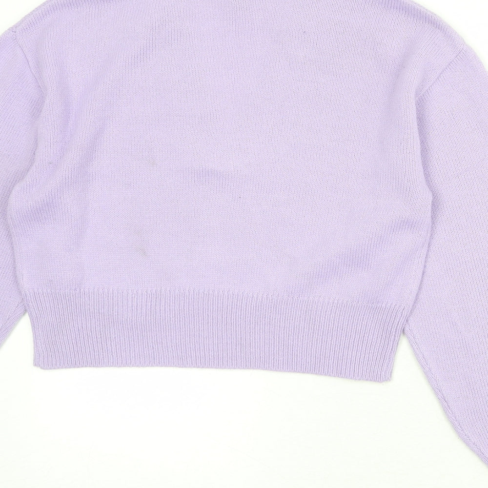 Divided by H&M Womens Purple Collared Acrylic Pullover Jumper Size S