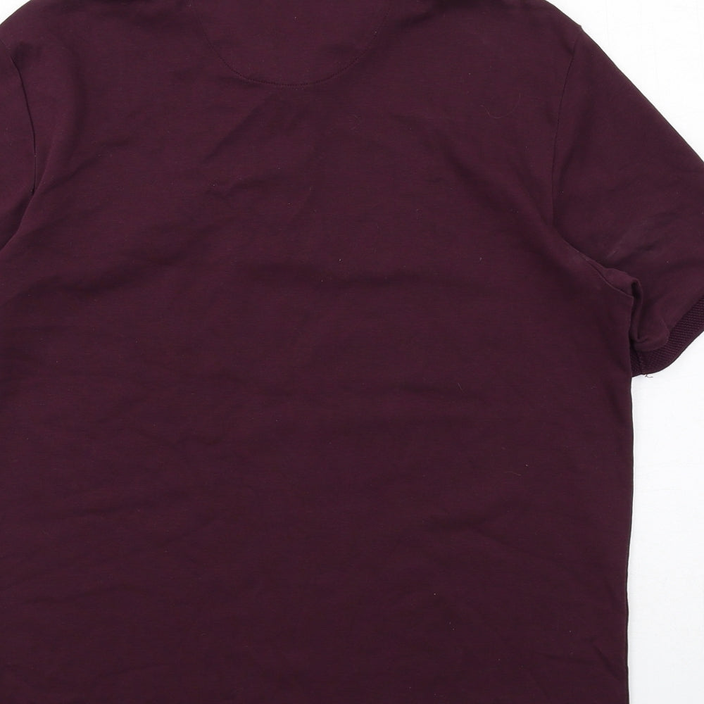 NEXT Mens Purple Cotton Polo Size M Collared Button