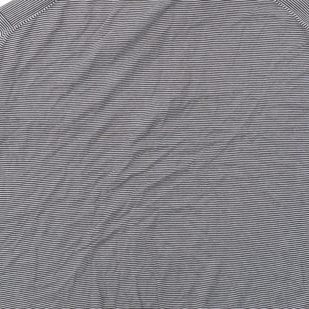 John Smedley Mens Blue Striped Cotton Polo Size XL Collared Button