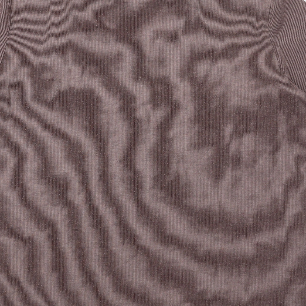 Bonmarché Womens Brown Polyester Basic T-Shirt Size L Crew Neck - Ribbed