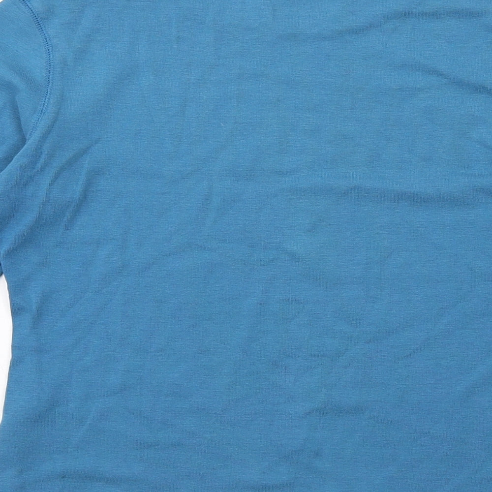 Marks and Spencer Womens Blue Cotton Basic T-Shirt Size 10 Round Neck