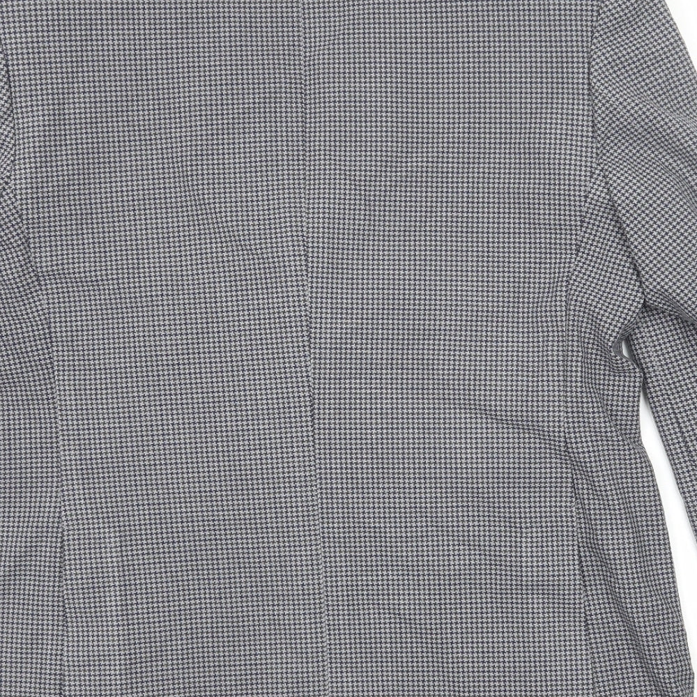 Marks and Spencer Mens Black Check Polyester Jacket Blazer Size 40 Regular
