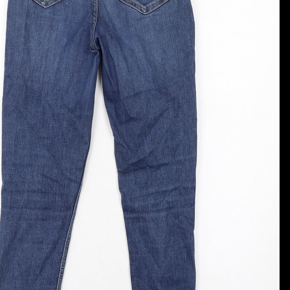Marks and Spencer Womens Blue Cotton Skinny Jeans Size 8 Regular Zip