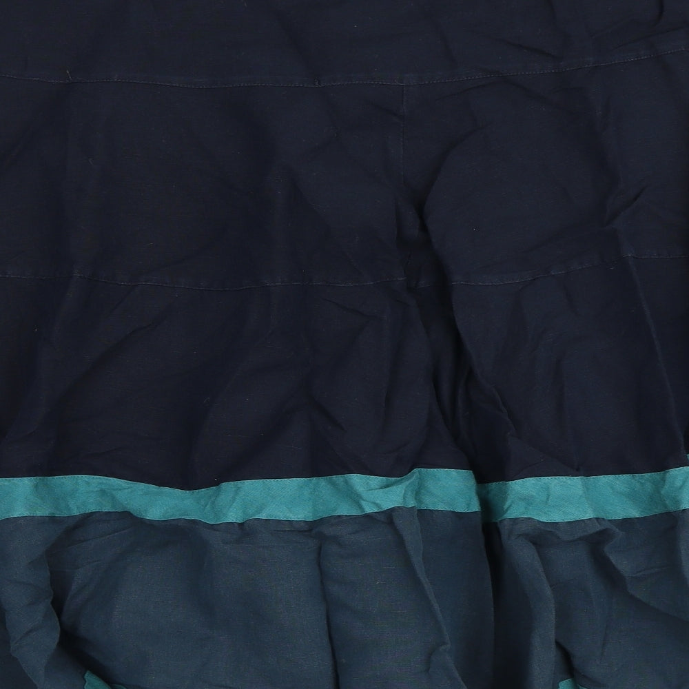 Per Una Womens Blue Cotton Swing Skirt Size 18 Zip