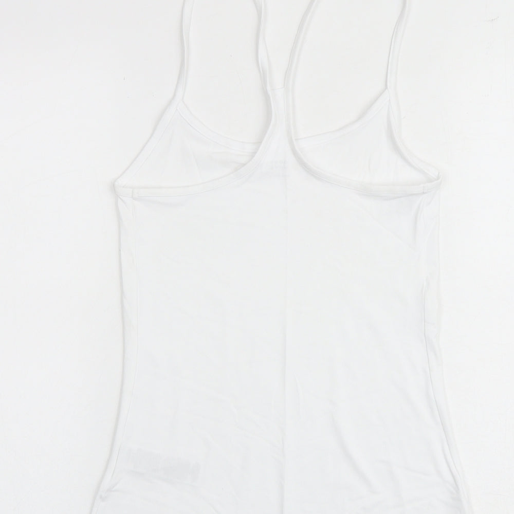 GOODMOVE Womens White Polyester Basic Tank Size 6 Round Neck Pullover