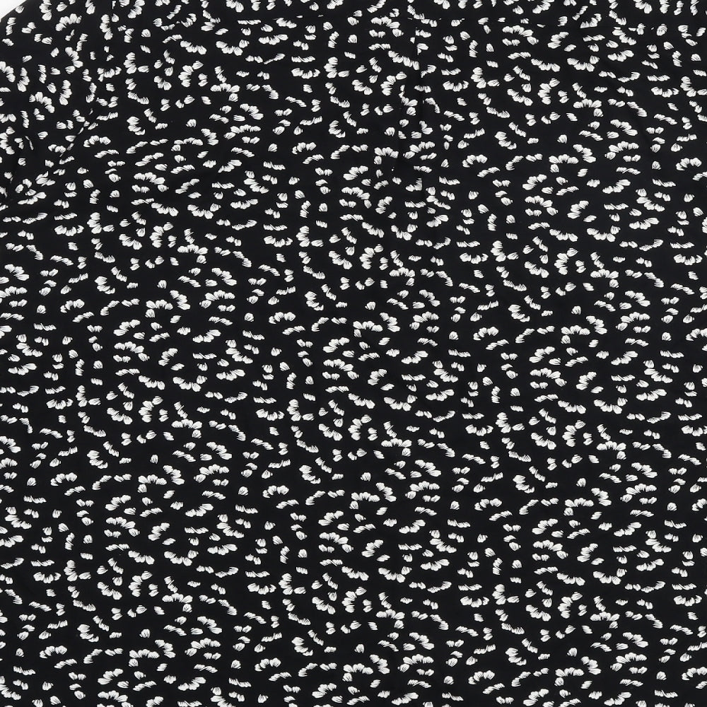 Marks and Spencer Womens Black Geometric Viscose Basic Button-Up Size 20 Collared