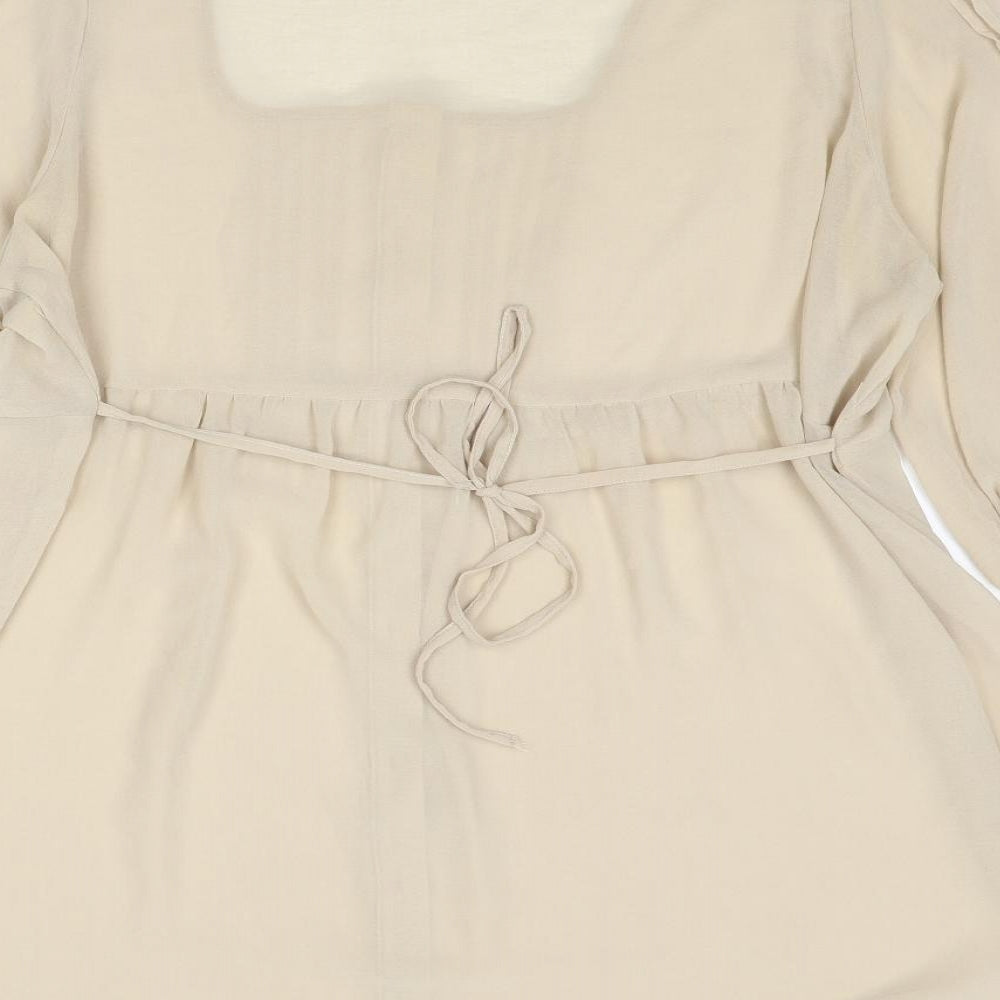 Heart & Soul Womens Beige Polyester Basic Button-Up Size 16 Scoop Neck