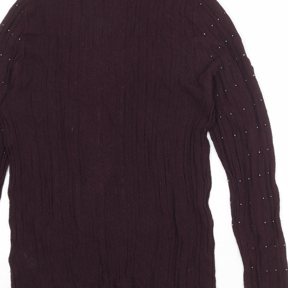 NEXT Womens Purple Mock Neck Viscose Pullover Jumper Size 16