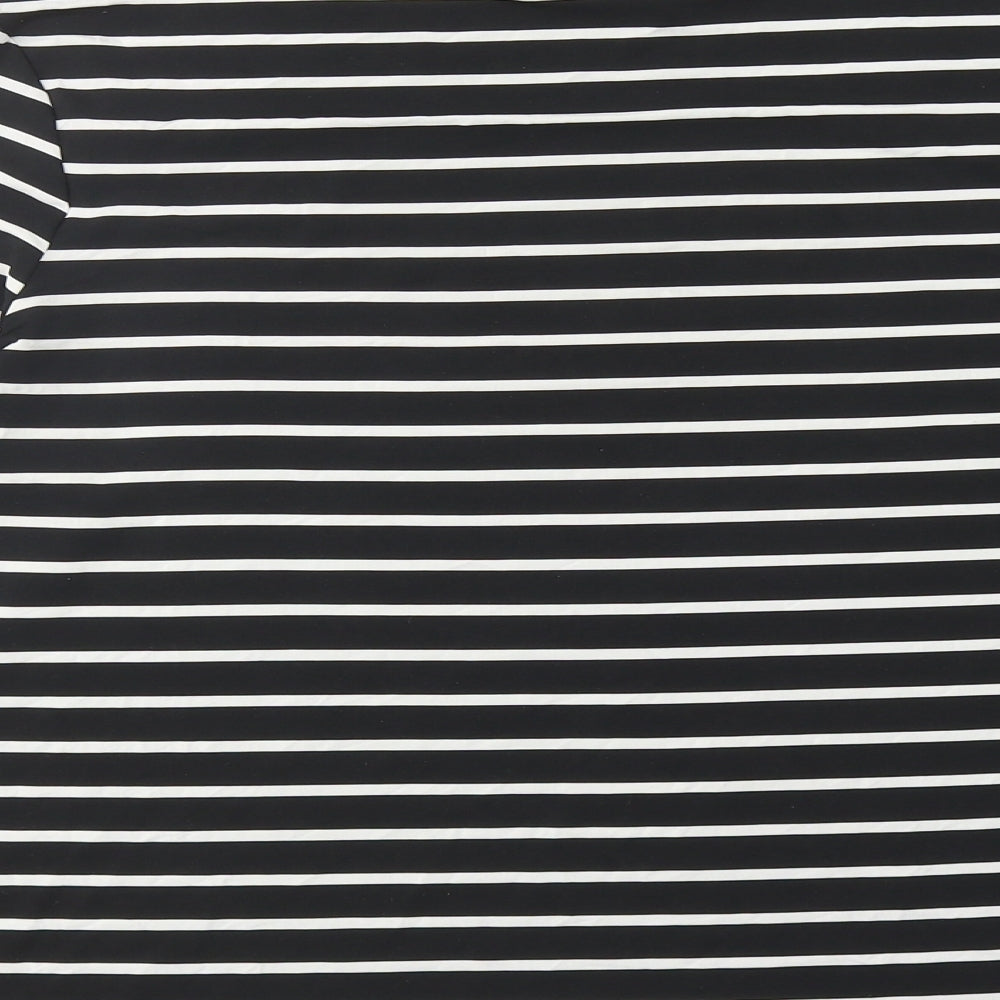 Autograph Womens Black Striped Polyester Basic T-Shirt Size 16 Boat Neck