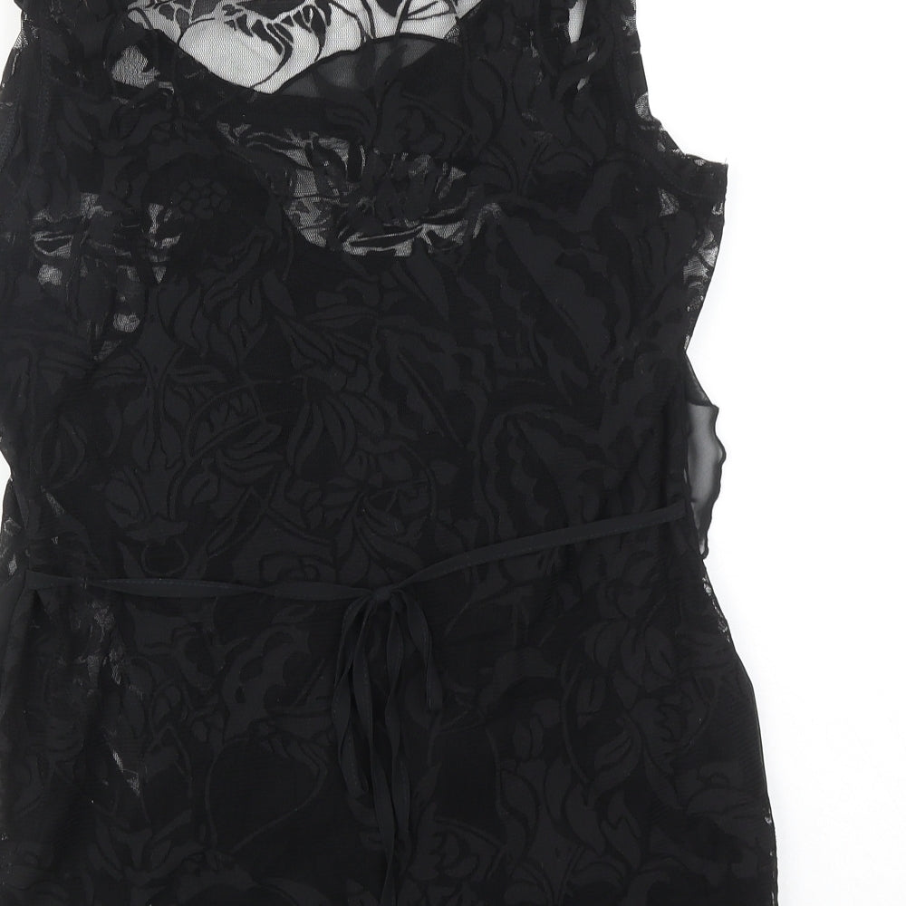 Per Una Womens Black Polyamide Basic Blouse Size 12 Boat Neck