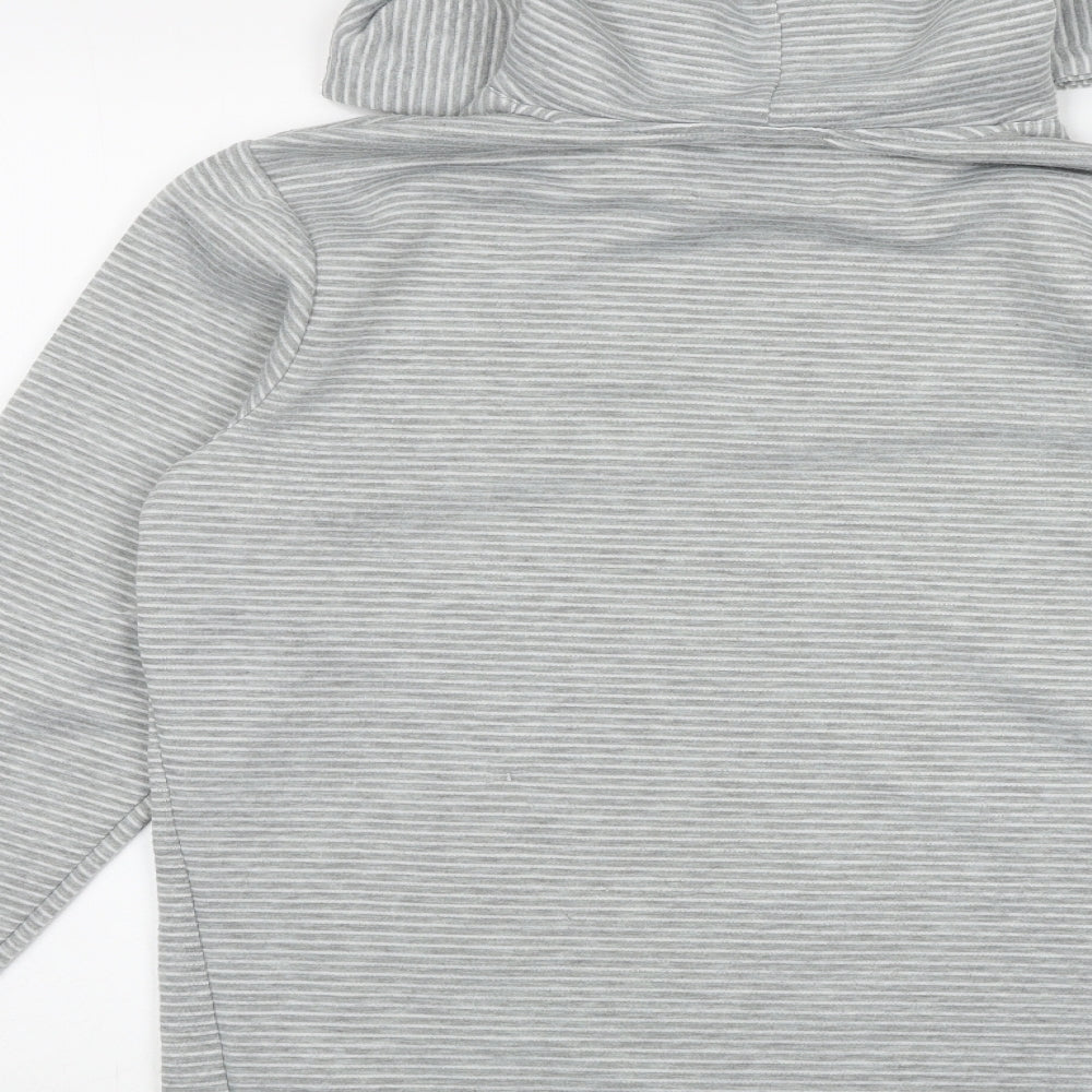 JACK & JONES Mens Grey Striped Polyester Pullover Hoodie Size M