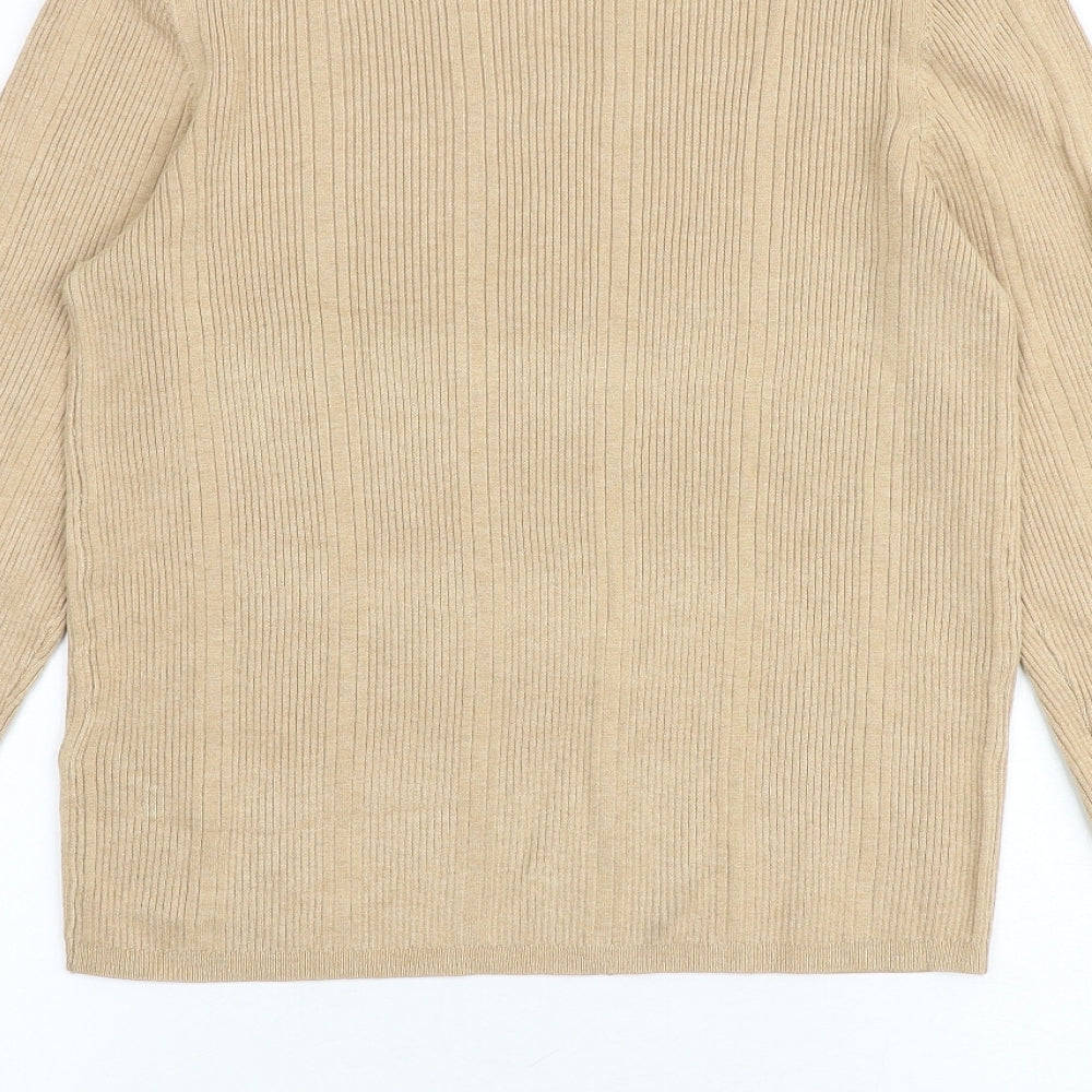 Marks and Spencer Womens Brown Round Neck Viscose Pullover Jumper Size 14