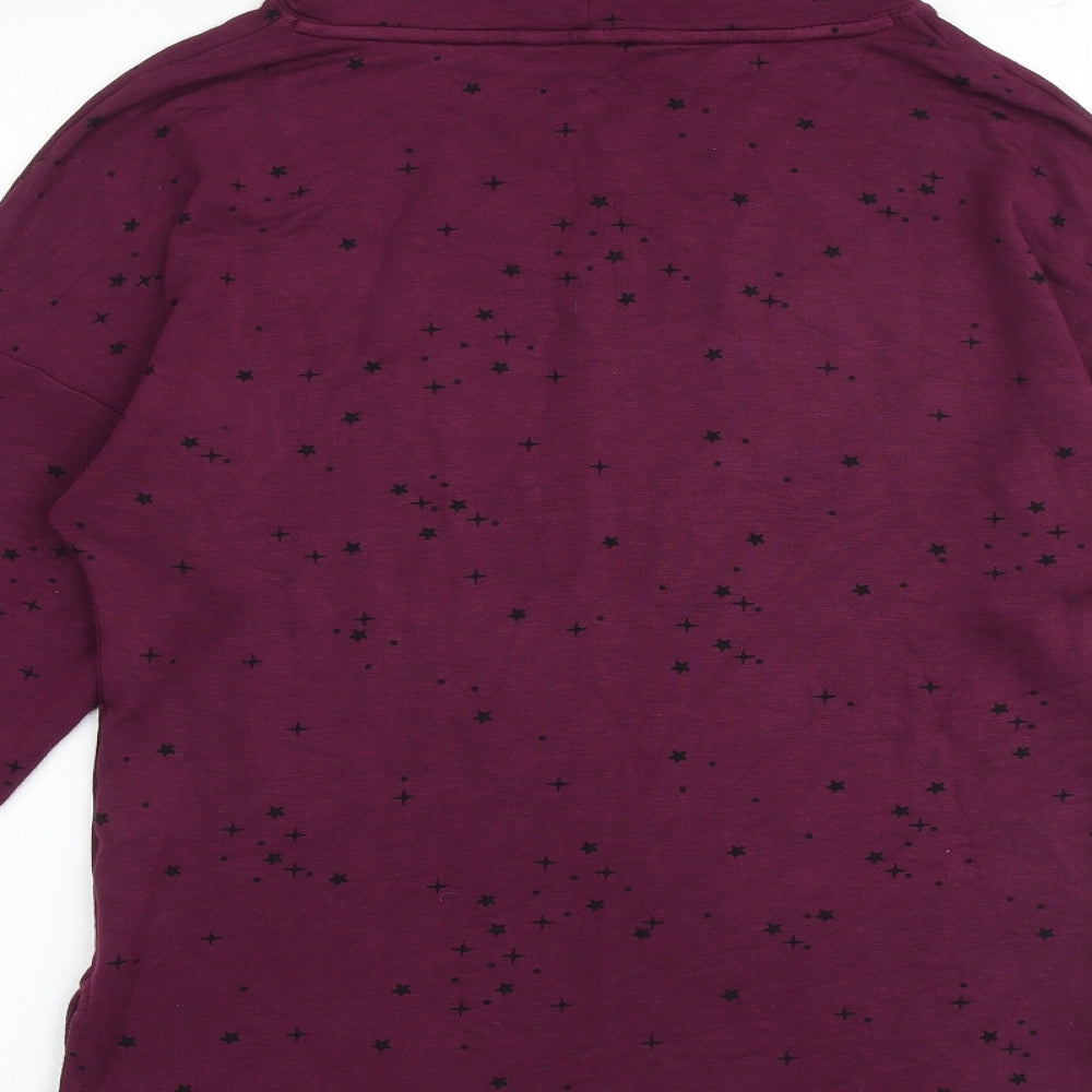 Marks and Spencer Womens Purple Geometric Viscose Pullover Sweatshirt Size 6 Pullover - High Neck Drawstring