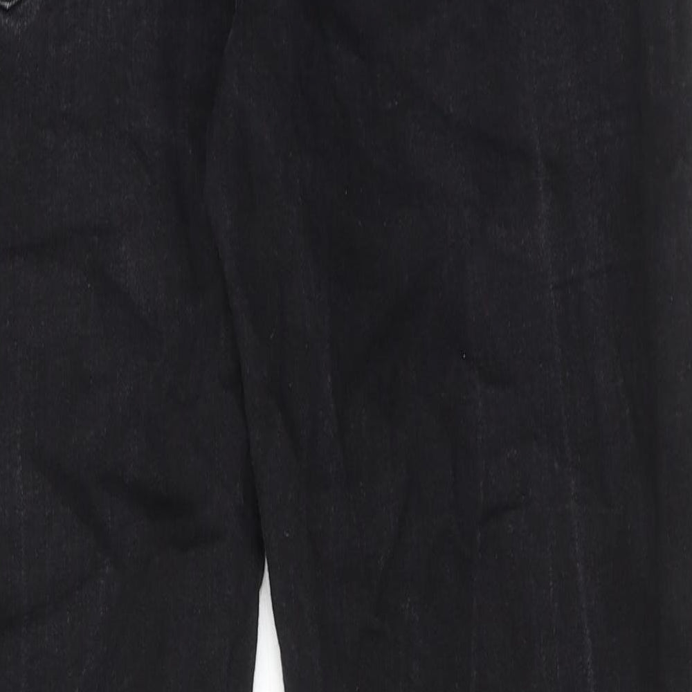 Marks and Spencer Mens Black Cotton Straight Jeans Size 32 in L31 in Regular Zip