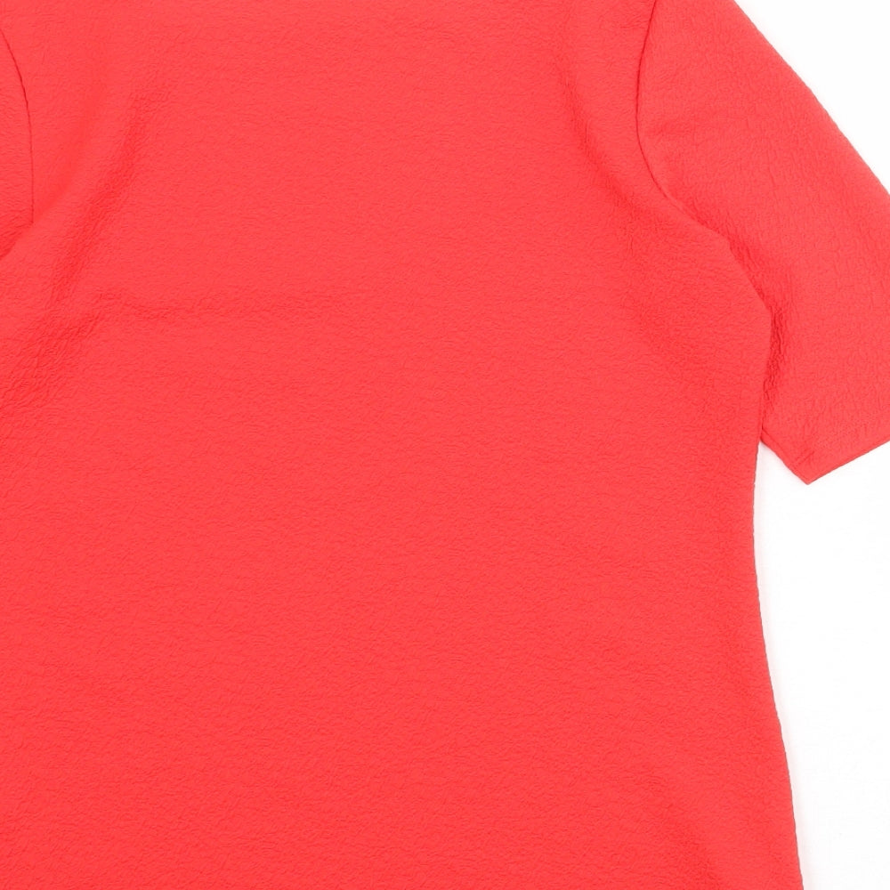 Marks and Spencer Womens Red Polyester Basic T-Shirt Size 12 Square Neck
