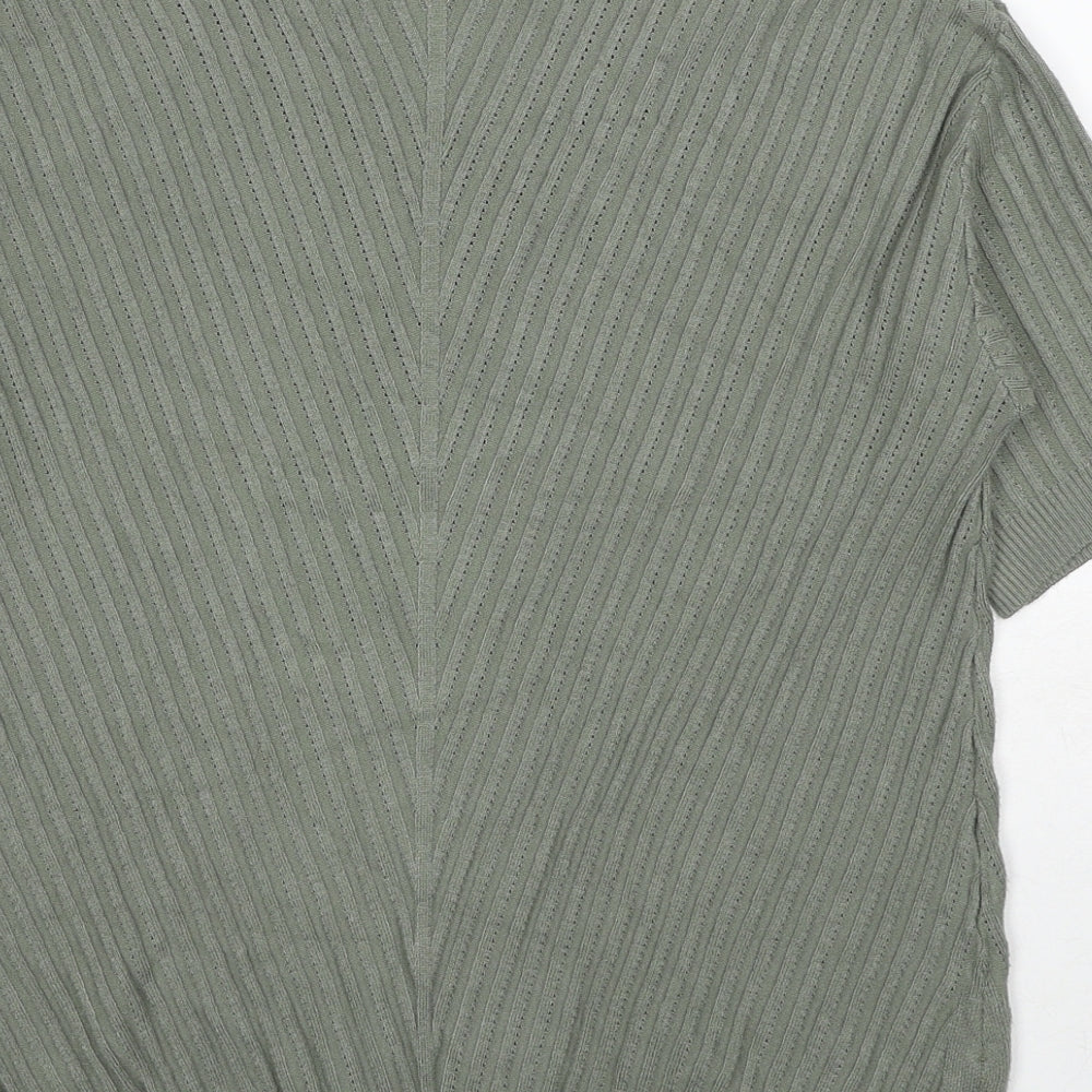 Marks and Spencer Womens Green Viscose Basic T-Shirt Size S V-Neck