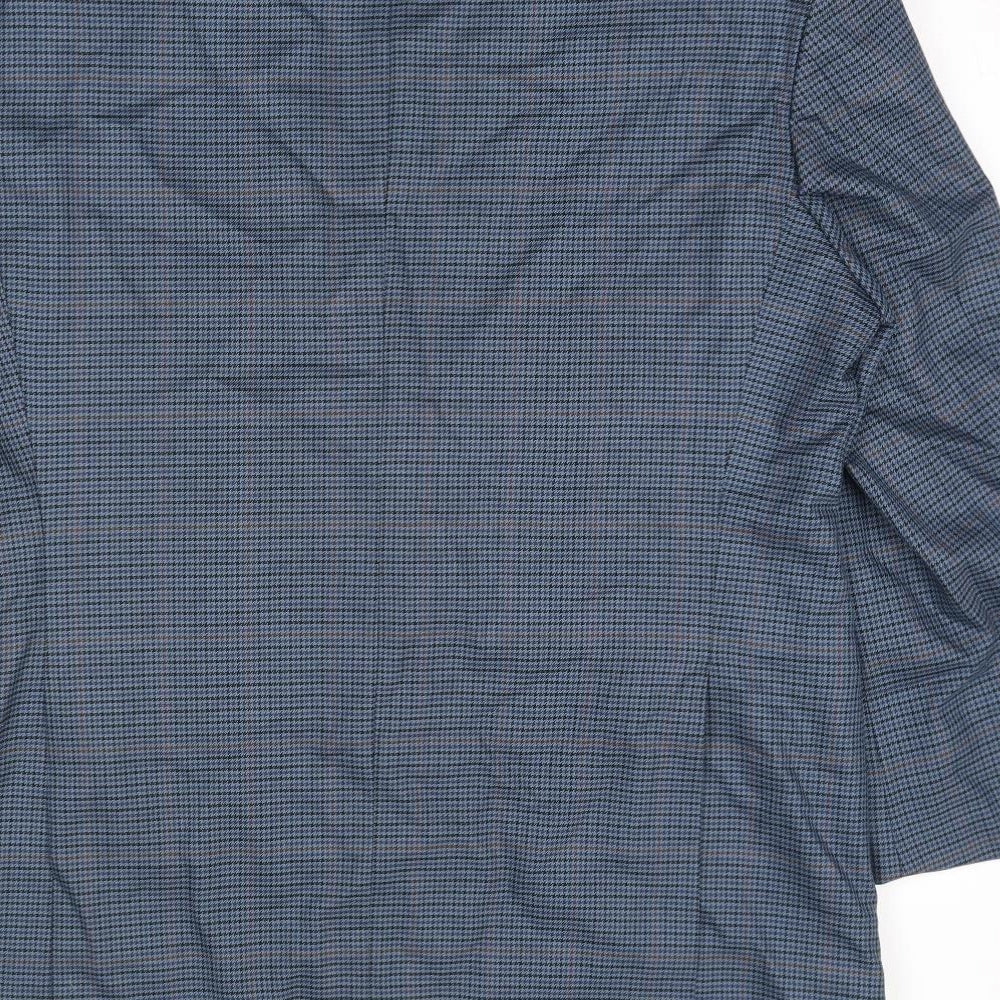 Marks and Spencer Mens Blue Geometric Wool Jacket Suit Jacket Size 44 Regular