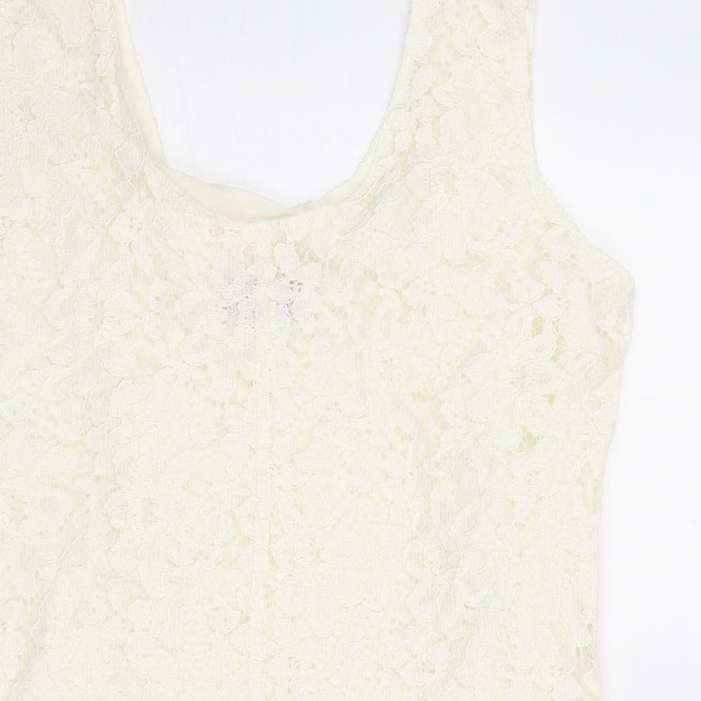 Richards Womens Ivory Viscose Basic Tank Size 12 Round Neck