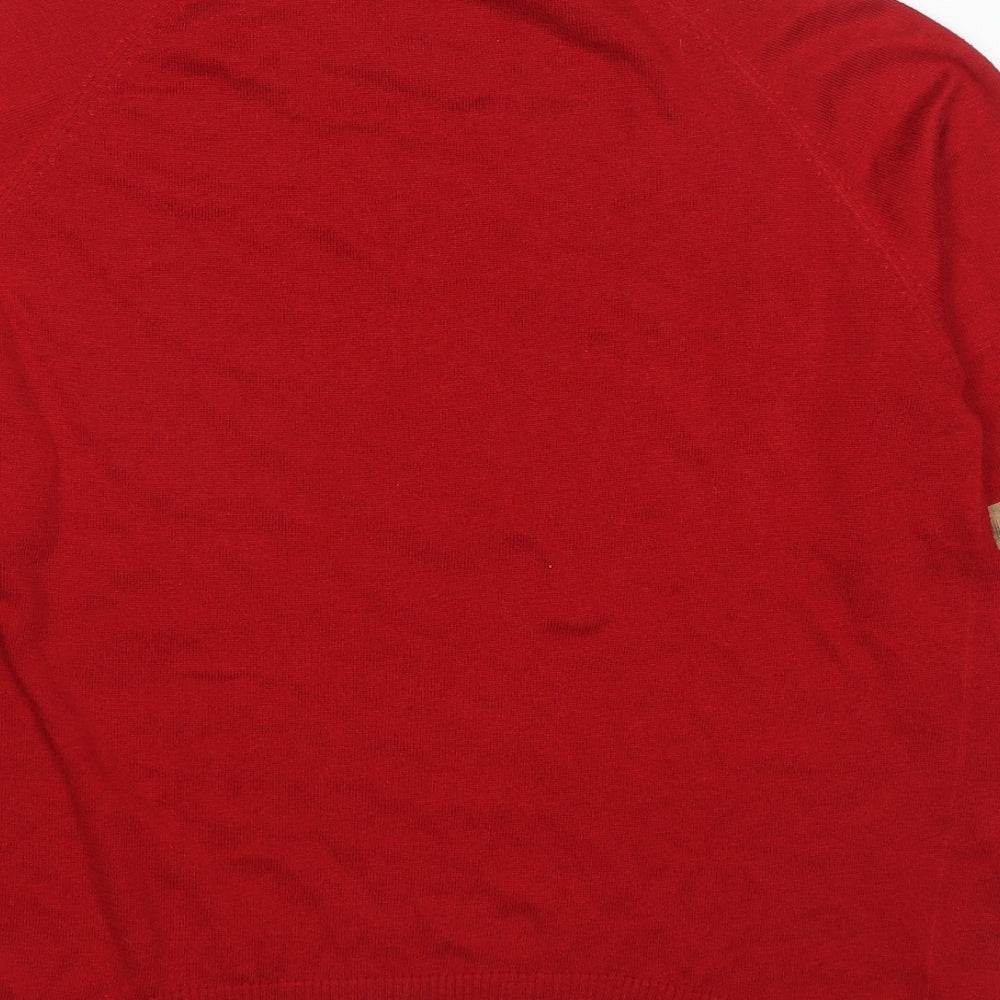 NEXT Mens Red High Neck Polyester Pullover Jumper Size S Long Sleeve