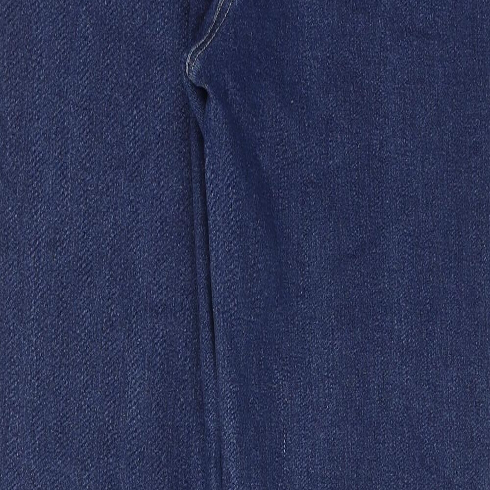 Tulchan Womens Blue Cotton Straight Jeans Size 16 Regular Zip