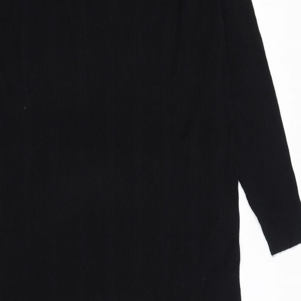 Marks and Spencer Womens Black Viscose Jumper Dress Size 24 Round Neck Pullover