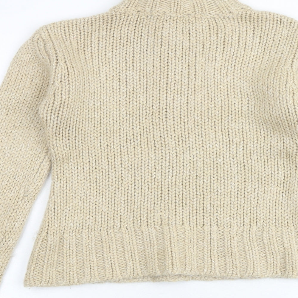 Marc Aurel Womens Beige High Neck Acrylic Pullover Jumper Size 6