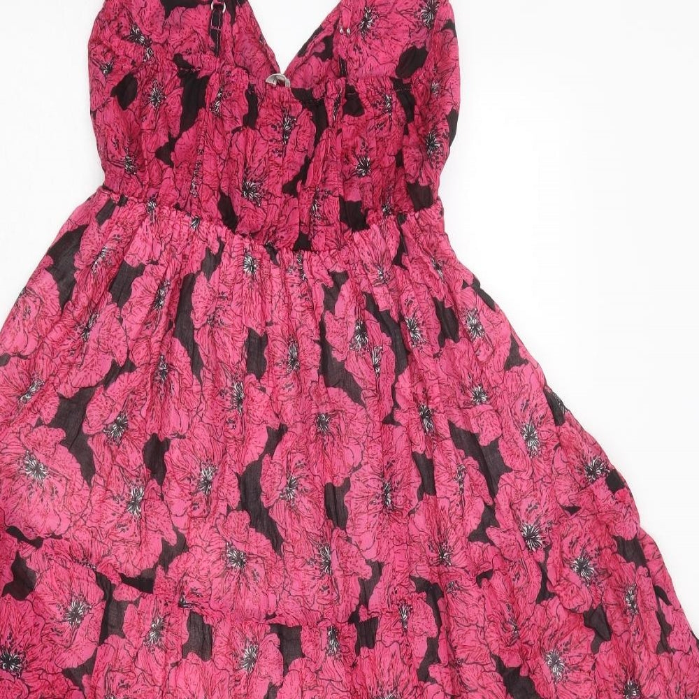 Pebble Bay Womens Pink Floral Polyester Slip Dress Size M V-Neck Pullover