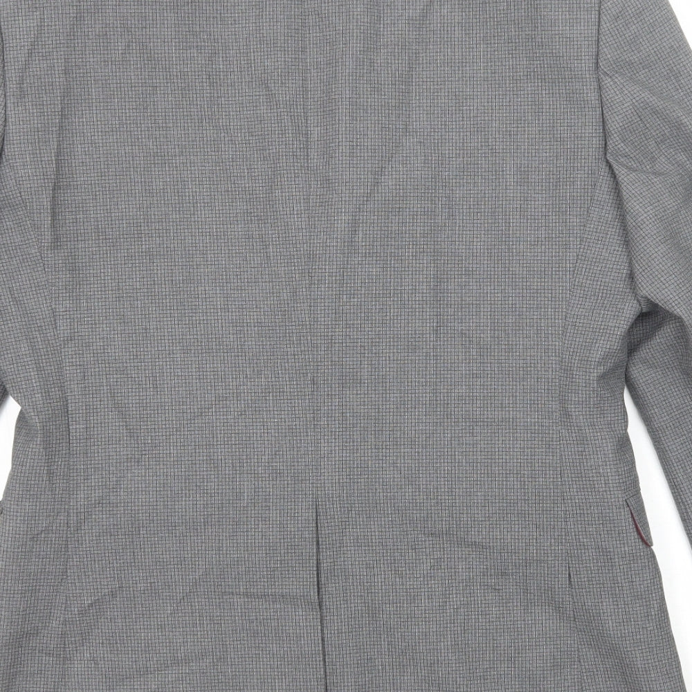 Marks and Spencer Mens Grey Check Polyester Jacket Suit Jacket Size 38 Regular