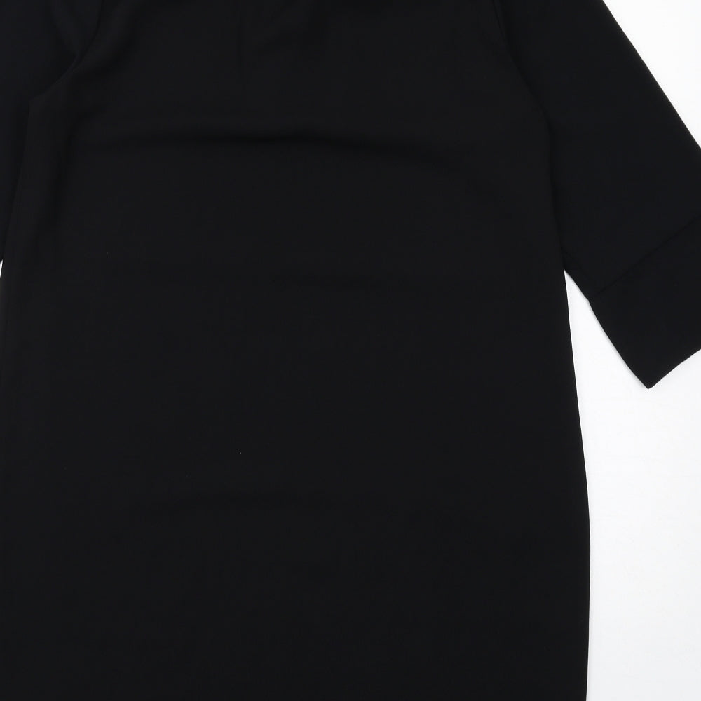 Marks and Spencer Womens Black Polyester A-Line Size 14 V-Neck Pullover