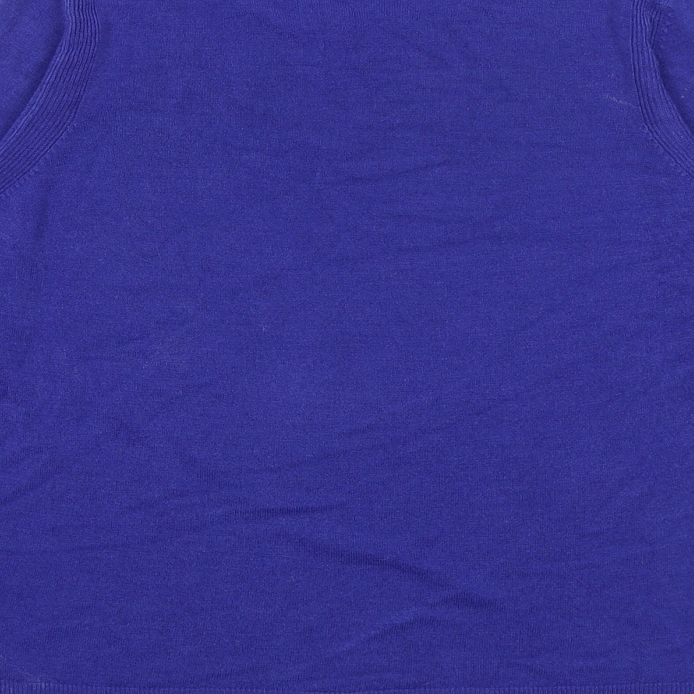 Marks and Spencer Womens Blue Round Neck Acrylic Pullover Jumper Size 14