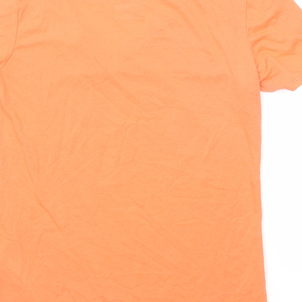 Nike Womens Orange Cotton Basic T-Shirt Size S V-Neck - Run