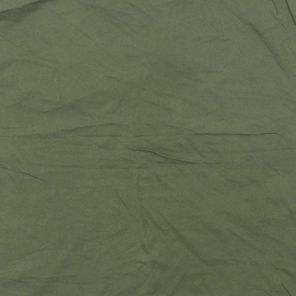 Zara Womens Green Cotton Basic T-Shirt Size S Crew Neck