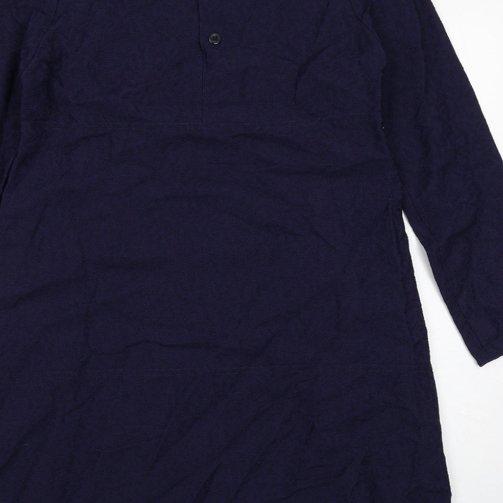 APC Womens Blue Viscose A-Line Size 10 Round Neck Button