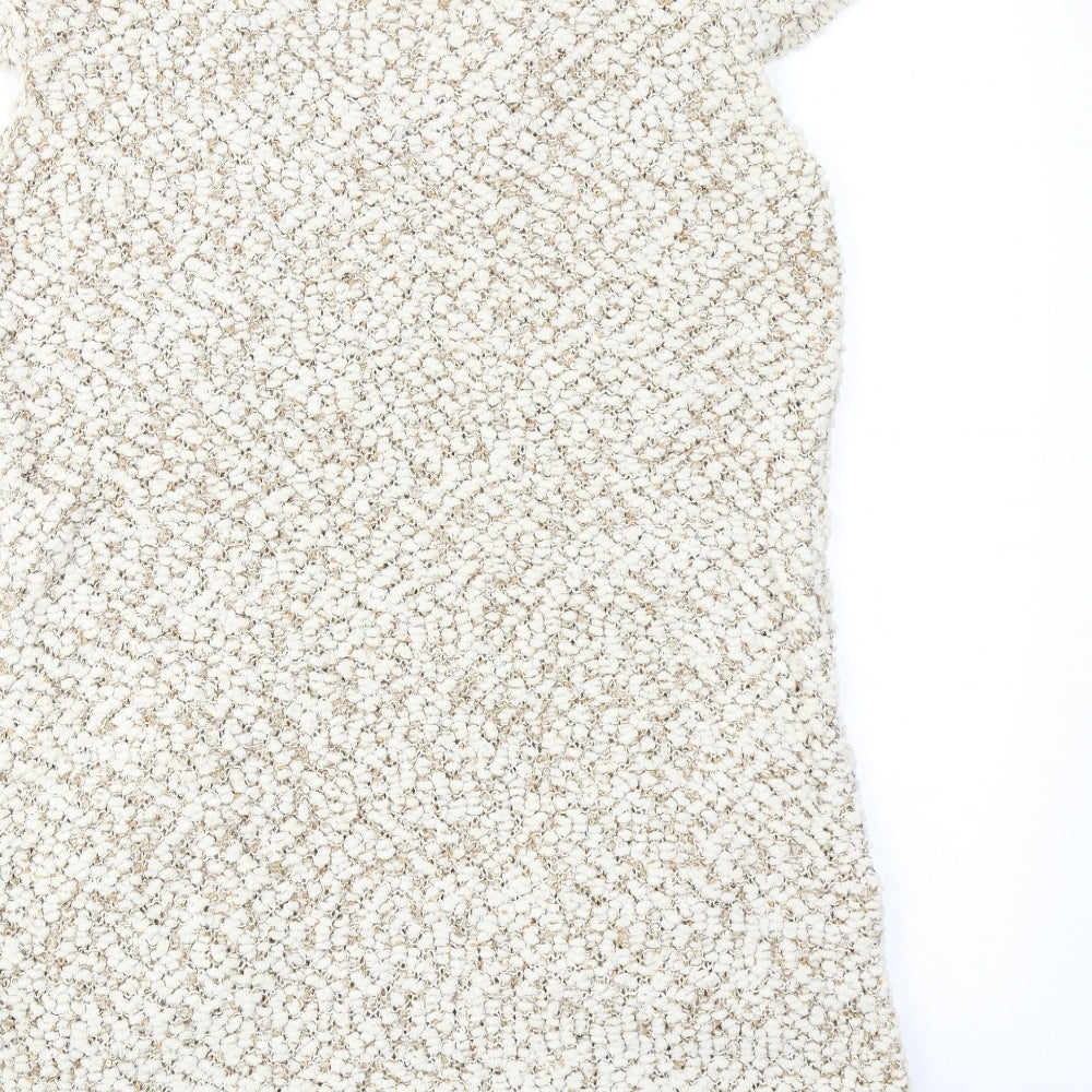 Caroline Morgan Womens Beige Acrylic Jumper Dress Size 16 Round Neck Pullover