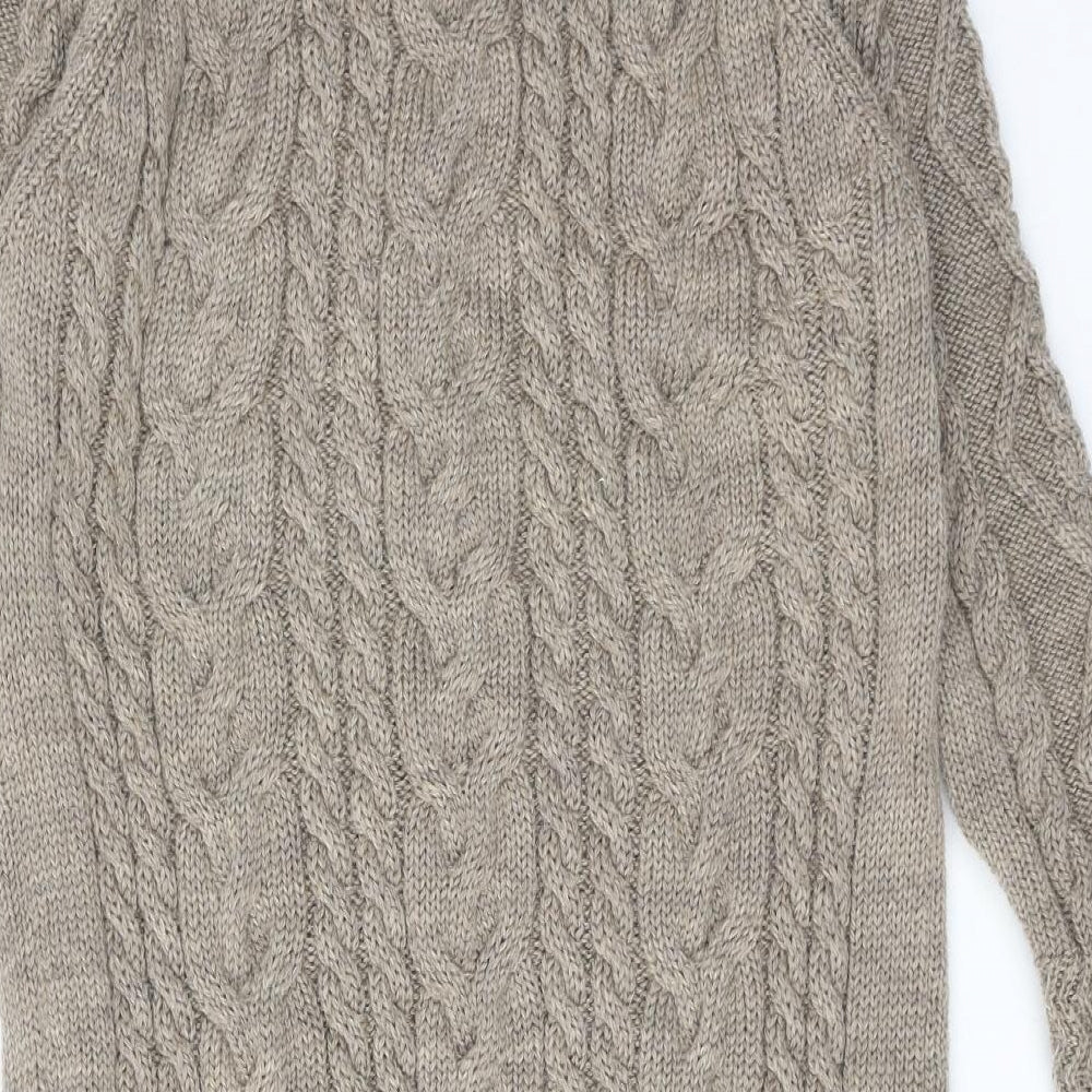 Woolovers Womens Brown High Neck Wool Cardigan Jumper Size L