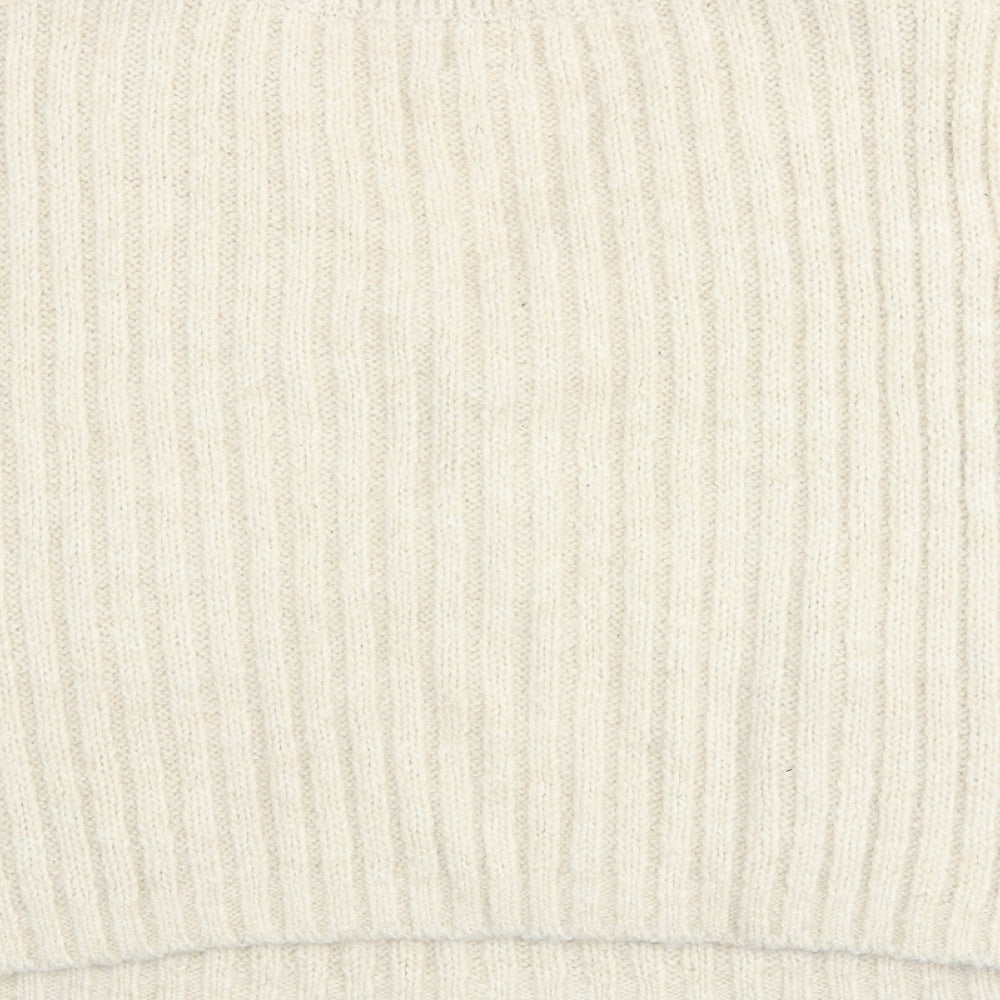 H&M Womens Beige V-Neck Acrylic Vest Jumper Size S