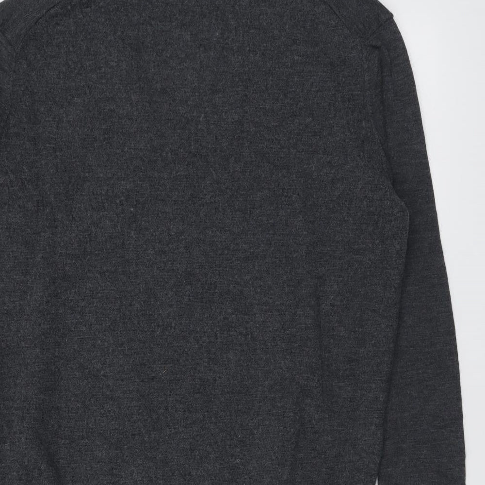 NICOLE FARHI Womens Grey V-Neck Wool Cardigan Jumper Size XL