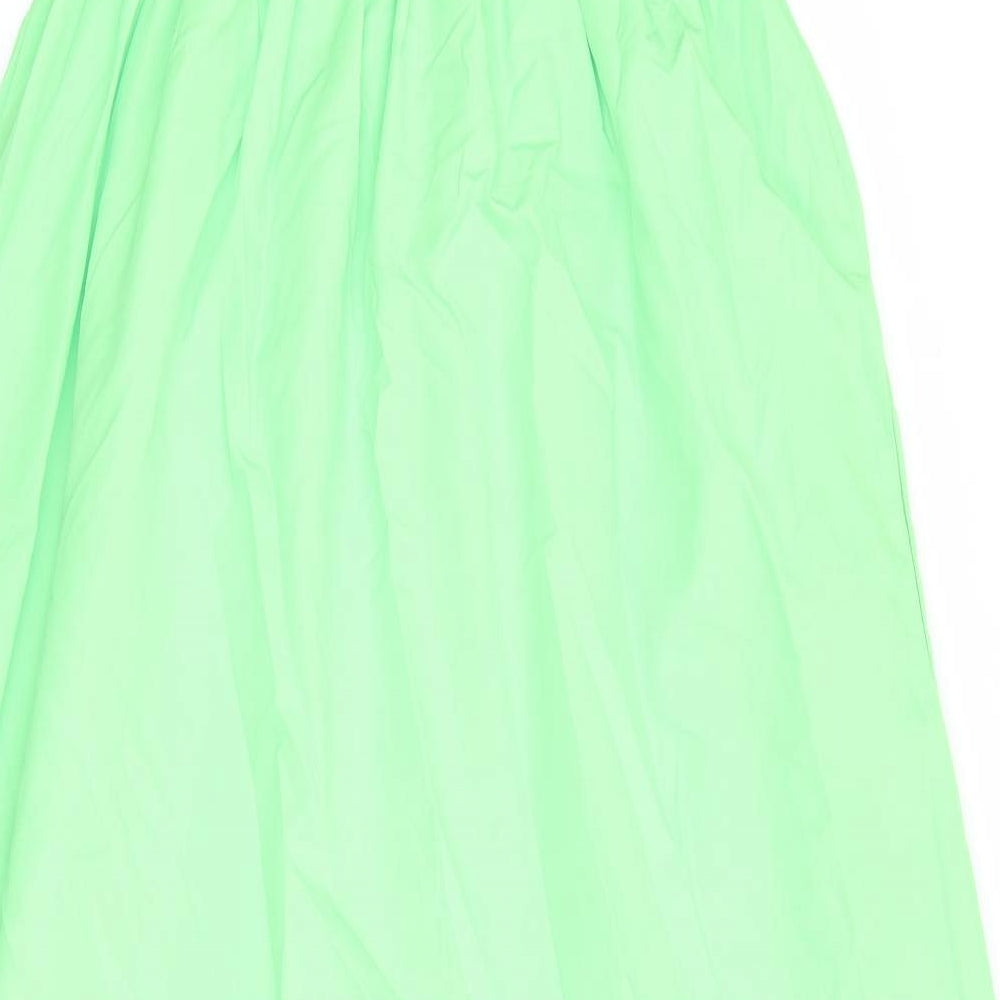 Zara Womens Green Polyester A-Line Size S Round Neck Pullover