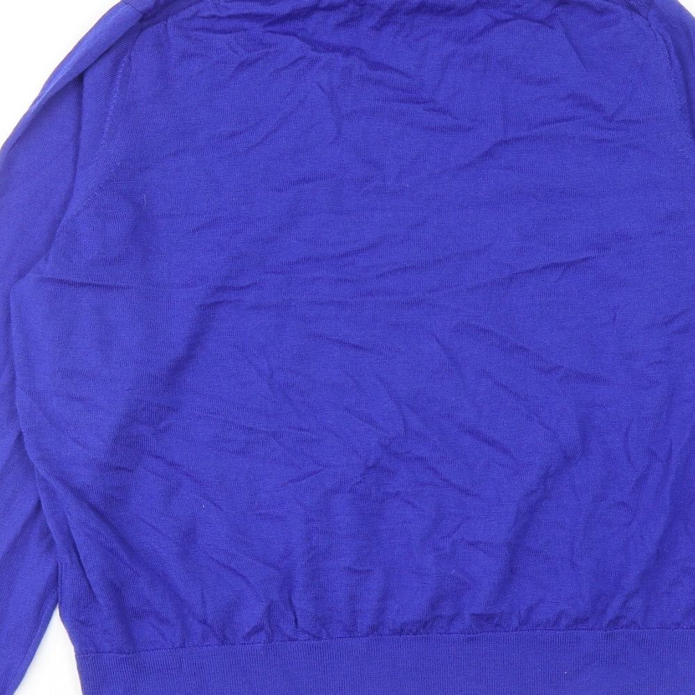 Marks and Spencer Womens Blue Roll Neck Wool Pullover Jumper Size 16