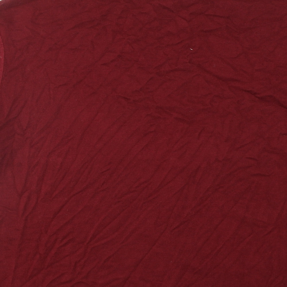 Marks and Spencer Womens Red Polyester Basic T-Shirt Size L Round Neck