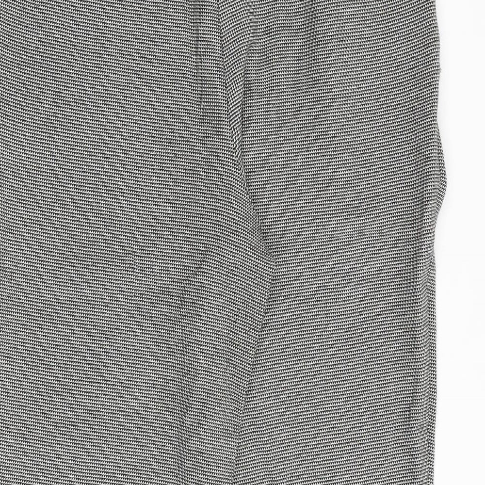 Marks and Spencer Womens Grey Geometric Polyester Trousers Size 12 Regular Zip